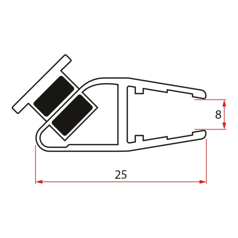 Gelco Set Magnetických Těsnění 45°pro Sklo 8mm A Profil , 2000mm (2ks) Omezená Nabídka