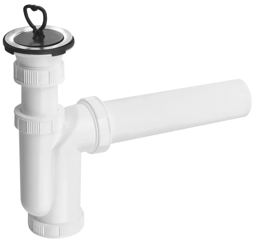 Top Prodej Bruckner Dřezový Sifon 6/4", Nerez Výpust, Zátka S Uchem, Dn50, Bílá