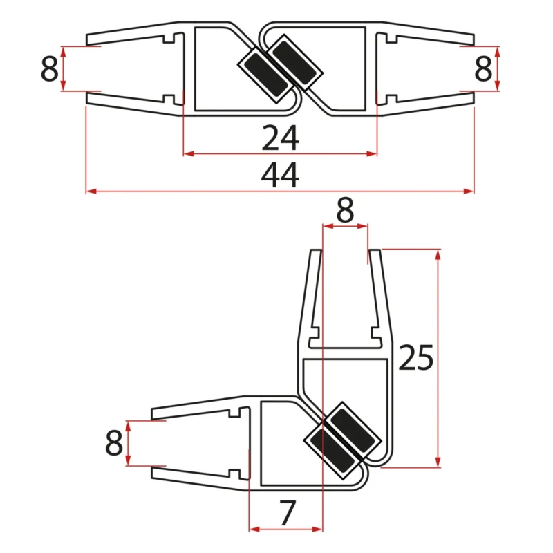 Objednat Nyní Gelco Set Magnetických Těsnění 45°pro Sklo 8/8mm, 2000mm (2ks)
