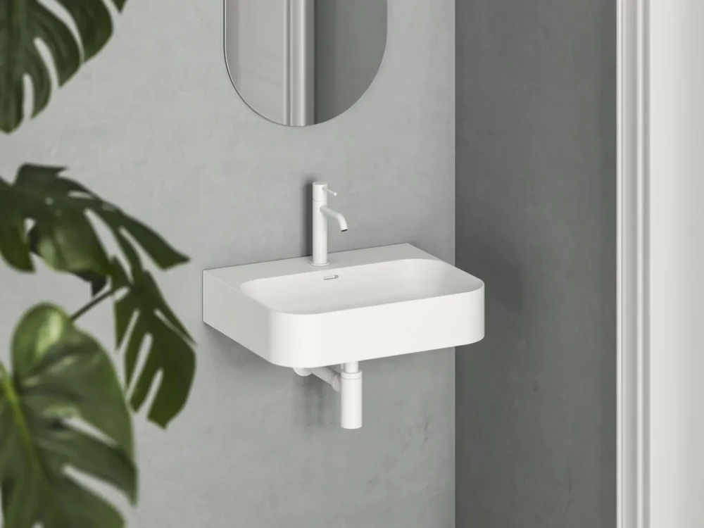 Novinka Umyvadlo Ceramic Slim Wall R, nástěnné - Umyvadlo Ceramic Slim Wall R 55 N, s otvorem pro baterii, s přepadem, bílá matná XJX0E155006