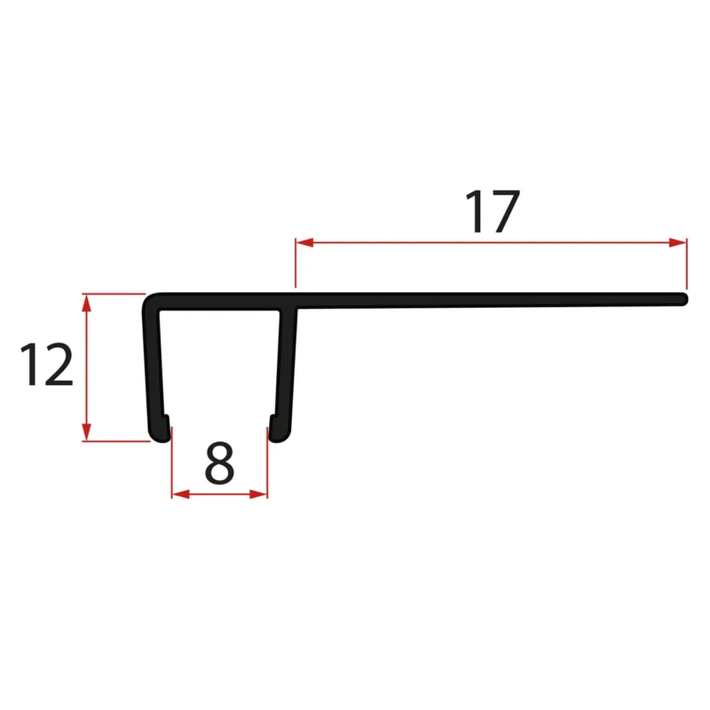 Značkový Gelco Set Svislých Těsnění Pro Sklo 8/8mm, 2000mm, černá (2ks)