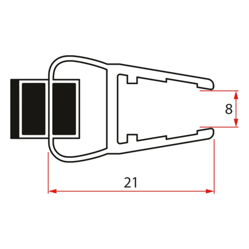 Gelco Set Magnetických Těsnění Pro Sklo 8mm A 3m Pro Nalepení , 2000mm (2ks) Jen Po Omezenou Doba