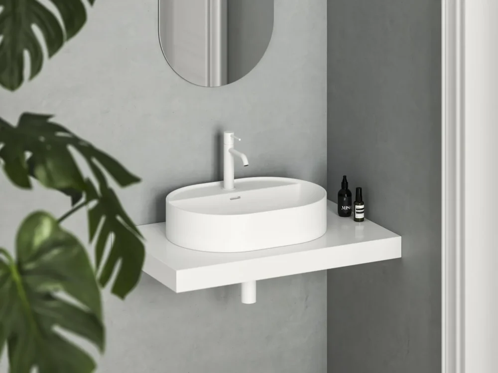 Umyvadlo Ceramic Slim Shelf O - Umyvadlo Ceramic Slim Shelf O 55, s otvorem pro baterii, s přepadem, bílá matná XJX0E155001 Pouze Dnes