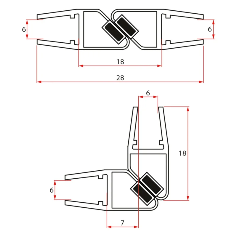 Cenová Bomba Gelco Set Magnetických Těsnění 45°pro Sklo 6/6mm, 1900mm (2ks)